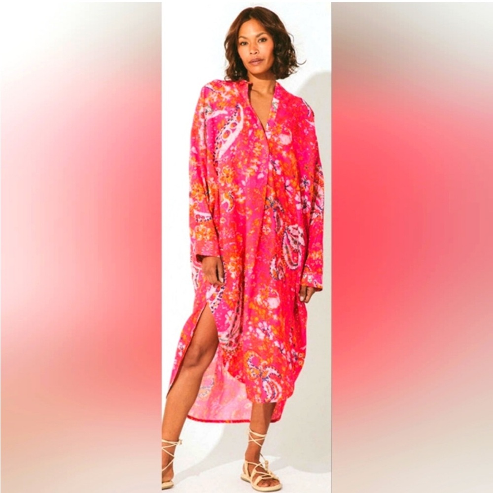 Cleobella Rohita Kaftan Dress in Hibiscus Sz M
